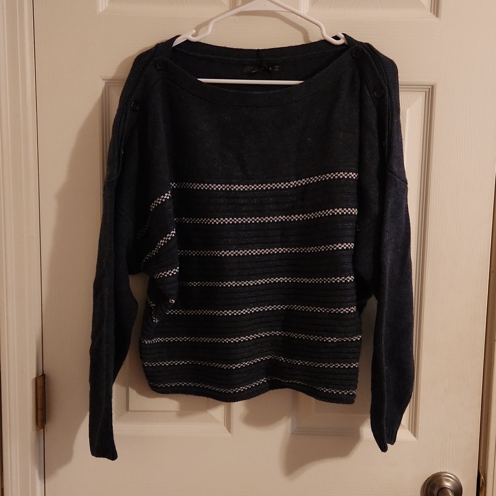 Prana Phono Sweater Nautical Wool Women’s Sz XS Stripe Button Shoulder NWT NEW